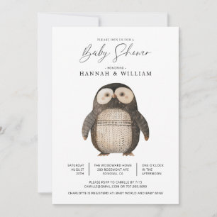 Invitación Cute Knitus Penguin Baby Shower