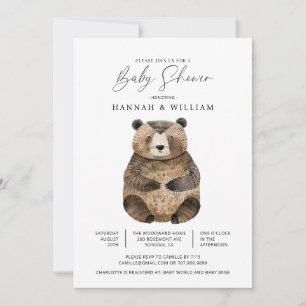 Invitación Cute Knitus Woodland Bear Baby Shower