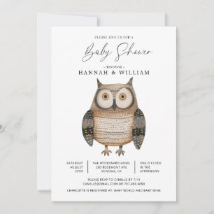 Invitación Cute Knitus Woodland Owl Baby Shower
