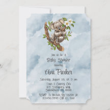 Cute Koala Bear Blue Pintado Baby Shower