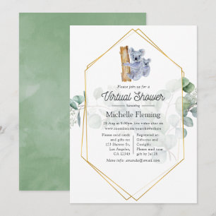 Invitación Cute Koala Bear Eucalyptus Virtual Baby Shower