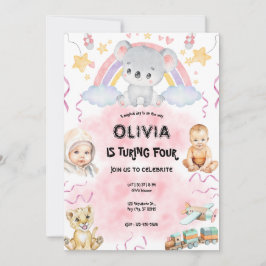 Invitación  Cute koala  Birthday pink