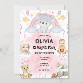 Invitación  Cute koala  Birthday pink