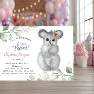 Invitación Cute Koala deja Baby Shower