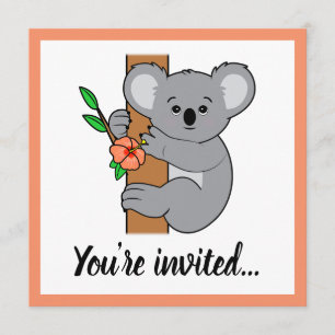 Invitación Cute Koala Feliz cumpleaños
