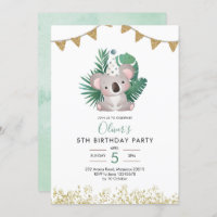 Cute Koala Greenery Kid cumpleaños