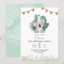 Cute Koala Greenery Kid cumpleaños