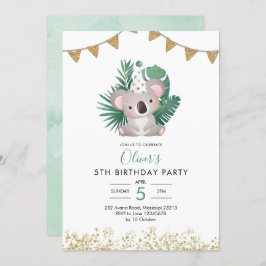 Invitación Cute Koala Greenery Kid cumpleaños