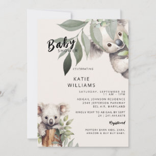 Invitación ¡Cute Koala Oso Beige, Chico! Baby Shower