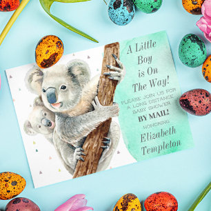 Invitación Cute Koala Oso es un chico Baby Shower por correo
