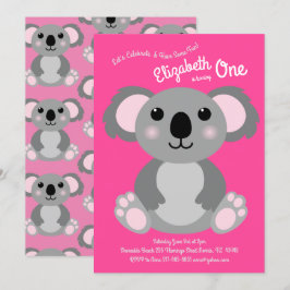 Invitación Cute Koala Oso Niños Fiesta de primer cumpleaños R