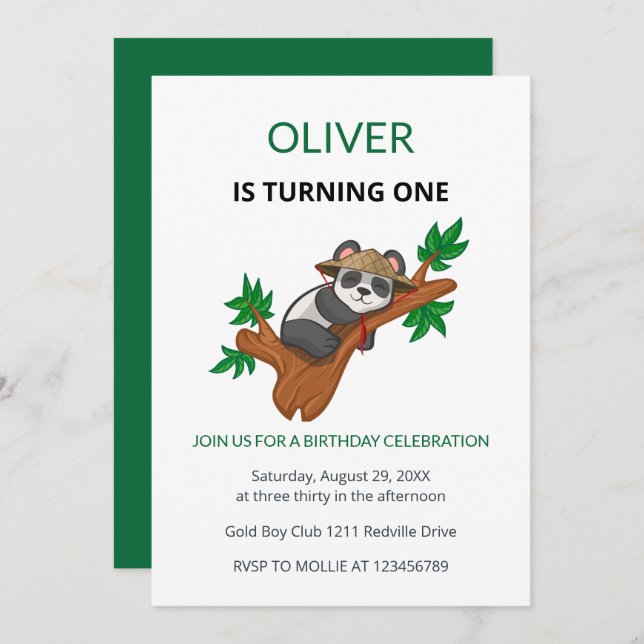 Invitación Cute Koala Wild Animal Kids First Birthday (Anverso / Reverso)