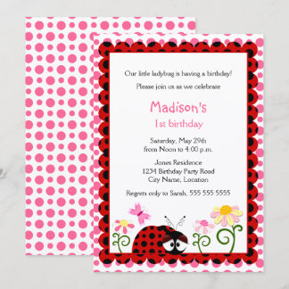 Invitación Cute Ladybug Birday Party