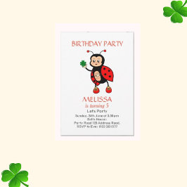 Invitación Cute Ladybug Chica Birthday Party