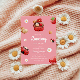 Invitación Cute Ladybug Cupcake Flowers Baby Shower