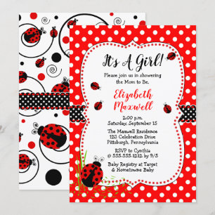 Invitación Cute Ladybugs es un Baby Shower Chica