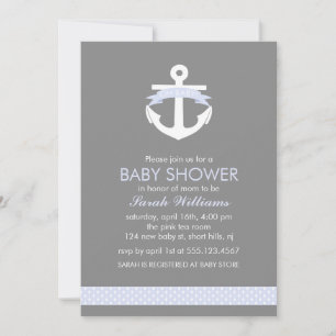 Invitación Cute Lavender Anchor Nautical Theme Baby Shower