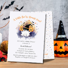 Invitación Cute lavender Watercolor Ghost Baby Shower