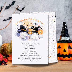 Invitación Cute lavender Watercolor Twins Fantasma Baby Showe