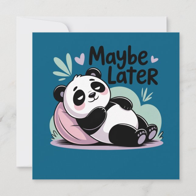Invitación Cute Lazy Panda – “Maybe Later” Relaxing Panda (Anverso)