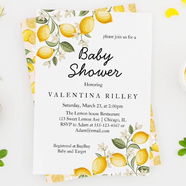 Invitación Cute Lemon Citrus Fruit Summer Baby Shower (Subido por el creador)