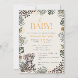 Invitación Cute Leopard Safari Gender Neutral Baby Shower