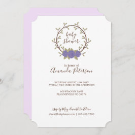 Invitación Cute Lilac Floral Wreath Baby Shower