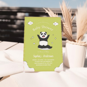 Invitación Cute lime Panda Baby Shower - Baby Shower editable