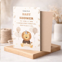 Cute Lion Baby Shower Invitation | Neutral Safari