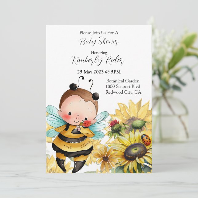 Invitación Cute Little Bee Baby Shower (Anverso de pie)