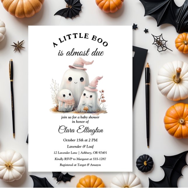 Invitación cute little boo girl First Halloween Baby shower (Subido por el creador)
