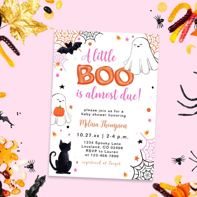 Invitación Cute LIttle Boo Halloween Chica Baby Shower (Subido por el creador)