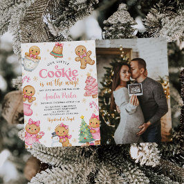 Invitación Cute Little Cookie Christmas Baby Shower Photo