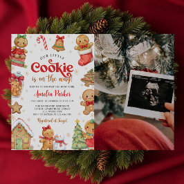 Invitación Cute Little Cookie Christmas Baby Shower Photo