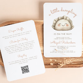 Invitación Cute Little Dumpling Código QR Neutral Baby Shower