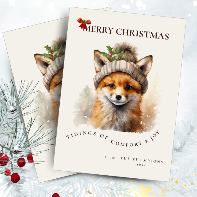 Invitación Cute Little Fox Christmas Greetings Card (Subido por el creador)