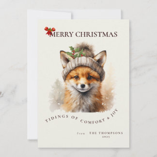 Invitación Cute Little Fox Christmas Greetings Card