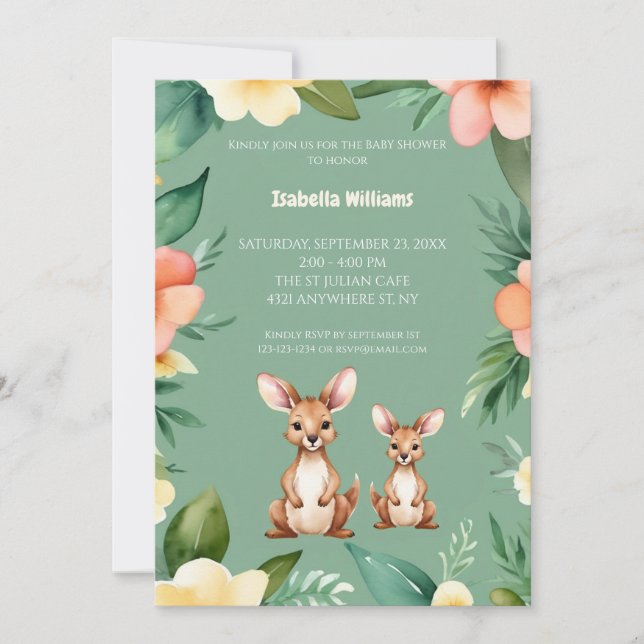 Invitación Cute Little Kangaroos Baby Shower (Anverso)