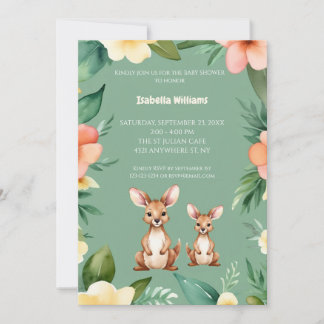 Invitación Cute Little Kangaroos Baby Shower