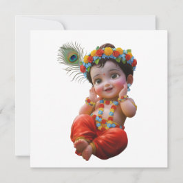 Invitación Cute Little Krishna Traditional Indian Art Poster