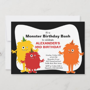 Invitación CUTE Little Monster Bash Birday Party