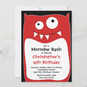 Invitación CUTE Little Monster Bash Birday Party