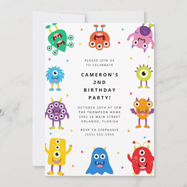 Invitación Cute Little Monster Kids Birthday Invitation (Anverso)
