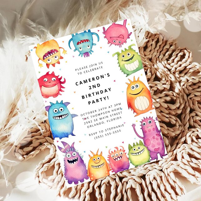 Invitación Cute Little Monster Kids Birthday Invitation (Subido por el creador)