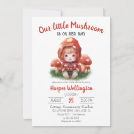 Invitación Cute Little Mushroom Cottagecore Baby Shower