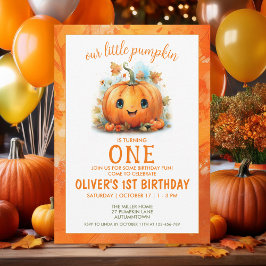 Invitación Cute Little Pumpkin Birthday Party Invitation