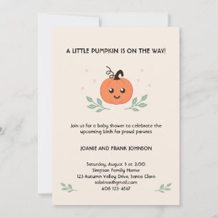 Invitación Cute Little Pumpkin está en camino con hojas