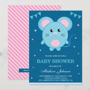 Invitación Cute Little Sweet Mouse Baby Shower