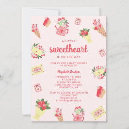 Invitación Cute Little Sweetheart on the Way Baby Shower pink