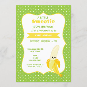 Invitación Cute Little Sweetie Banana Baby Shower